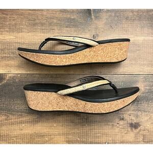 UGG Cork Wedge Jute Flip Flop Sandals Womens Size 7 Black
